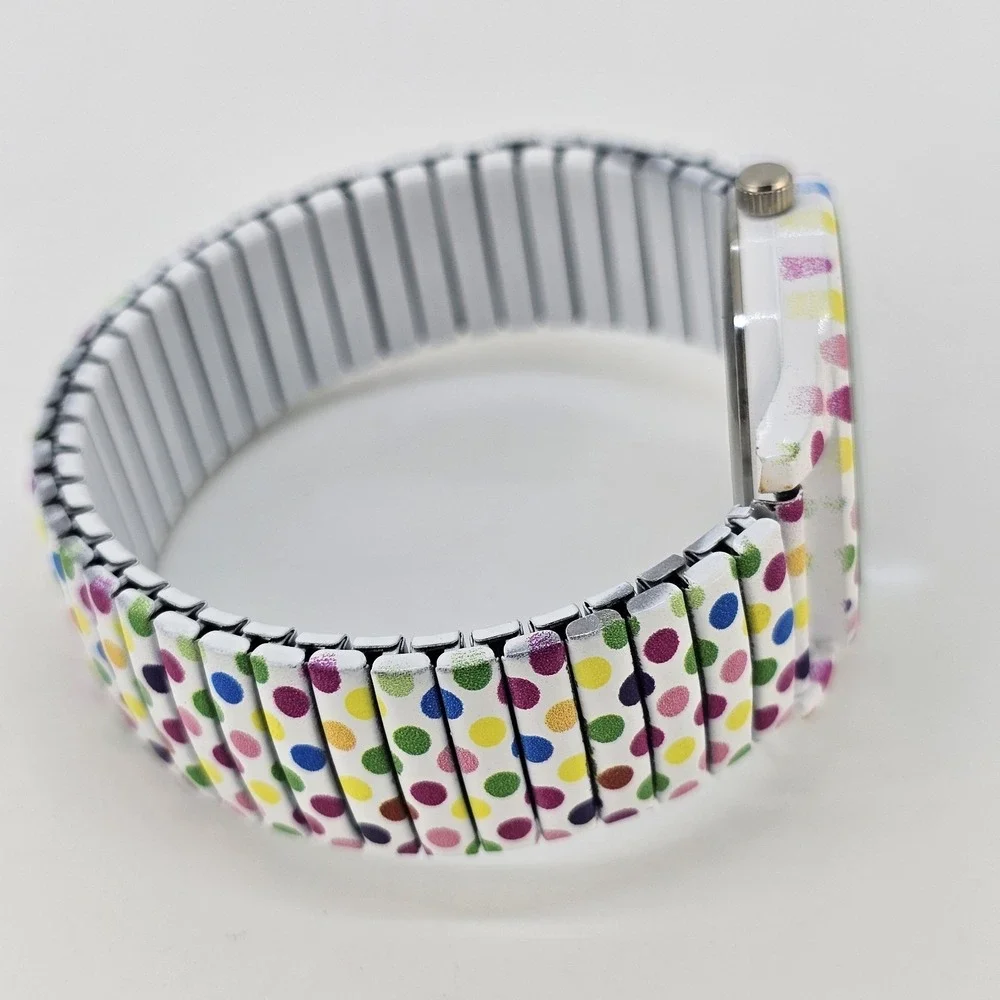 36MM Women's Watch White Dial Polka Multicolor Strech Band‎ 6.5
